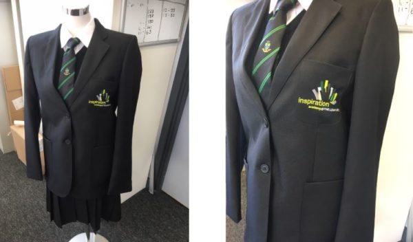 Set of two photos showing the uniform for The Inspiration Academy at The Leigh UTC.